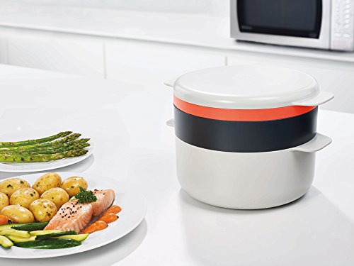 Image of M-Cuisine Stackable 4-Piece Microwave Cookware Set (2L Main Pot, Steamer & Griddle)