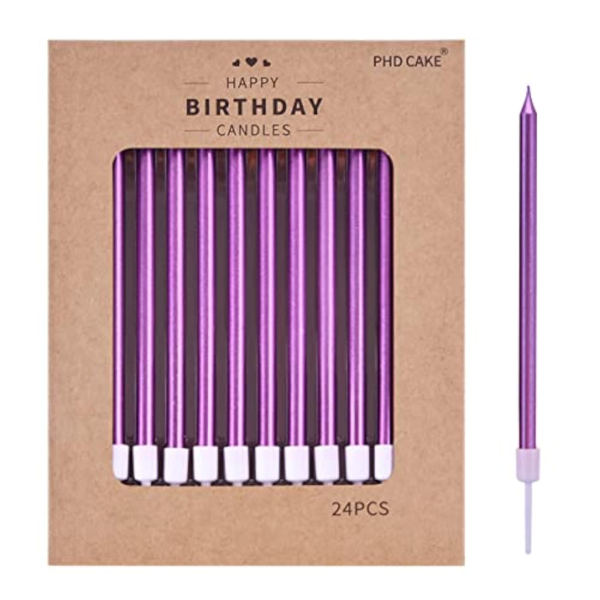 24-Count Metallic Birthday Candles, Party Essentials