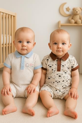 Image of TuddyBuddy 100% Cotton Romper /Jumpsuit /Bodysuit Set for Baby (Pack of 2 Playsuits)