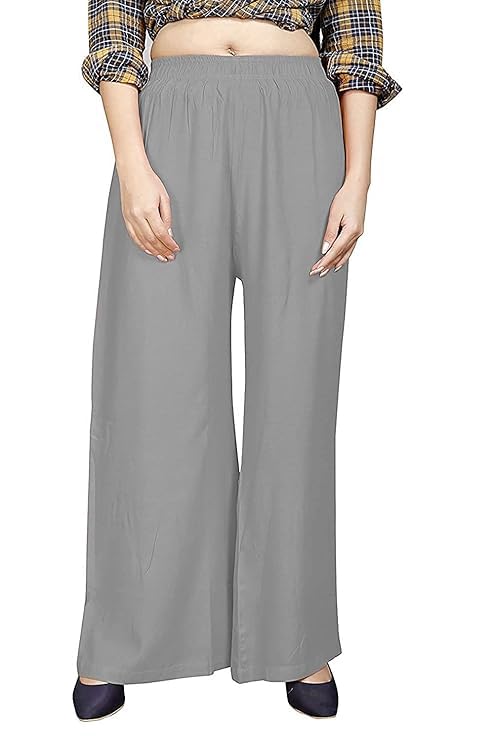 Women's & Girl's Stylish Rayon Flared Palazzo |Trendy Plazzo Pants | Trousers for Women | Relaxed Fit Solid Color Ethnic Wear Ankel Length Palazzos | 28 to 32 Waist Size. Pack of 1-image-49