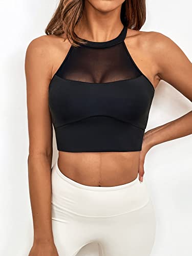 Verdusa Women's Cut Out Backless Crop Tank Top Mesh Yoga Sports Bra Black Xl #TOP3