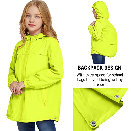 Hopeac Girls Waterproof Rain Jacket Lightweight Windbreakers Reflective Hiking Running Cycling Jackets Raincoat Outdoor Recreation Clothing #TOP1