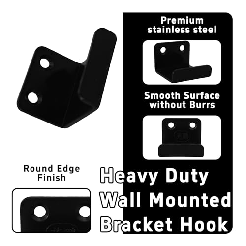 Image of 12Pcs Black Tile Display Wall Hanger, Stainless Steel Billboard Mounting Brackets, Heavy Duty Wall-Mounted Tile Hooks for Ceramics, Mirrors, Picture Frames (35x23x30mm)