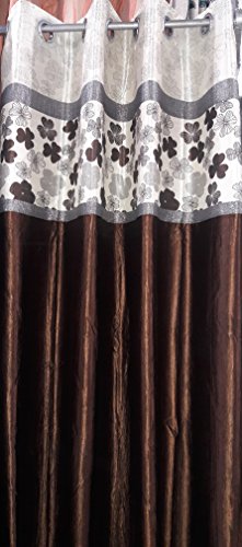 Image of Long Crush Fabric Curtains Available in 4 Colors (9 F x 4 F, Coffee)
