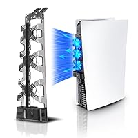 NexiGo PS5 Accessories Cooling Fan with LED Light, for Both Disc and Digital Editions, Efficient Cooling System, Horizontal Compatible Stand