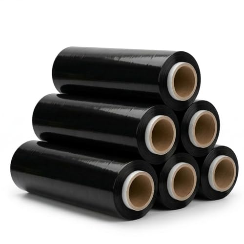 6 Rollen Beste-Folie Stretchfolie 23my 500mm - 2 5kg Palettenfolie Handfolie Wickelfolie (schwarz)