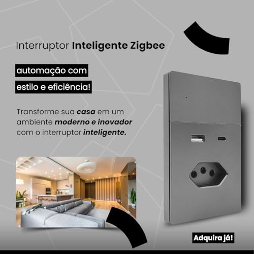 Interruptor com Tomada Inteligente Zigbee Full Switch Compatível Alexa Google Home e Tuya