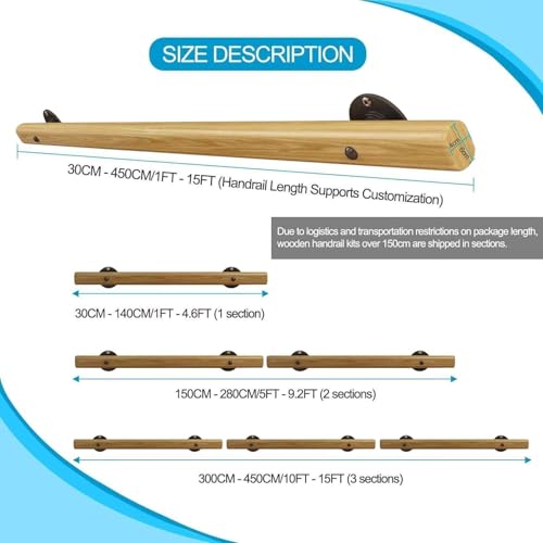 Garde-corps en bois massif durable de 3 m au design moderne architectural