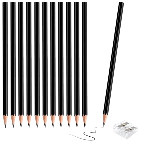 sqzrmdcg 12 Pack Black Colored Pencils for Kids Pre-sharpened Art Pencils Back to School Supplies Set Drawing Sketching Pencils for Students Teachers Classroom
