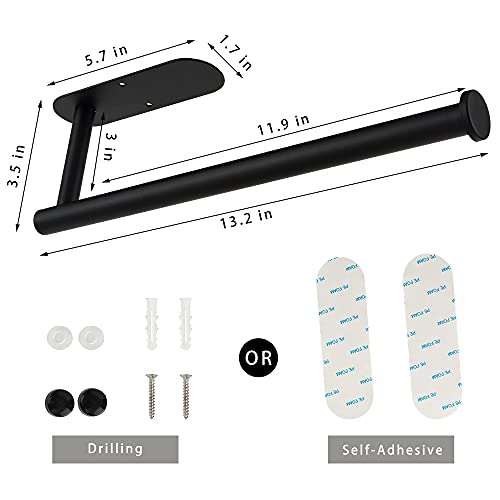 Paper Towel Holder Black, Paper Towel Holder Under Cabinet, Stainless Steel Wall-Mounted Paper Towel Holder - Self-Adhesive Or Drilled For Kitchen, Pantry #TOP4