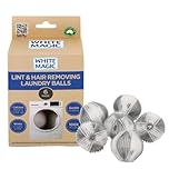 White Magic Lint & Hair Removing Laundry Balls - 6 Pack, Reusable, Washing & Drying Safe, Removes Pet Hair & Lint, Gentle on Clothes, Prevent Hair Clogging, Reduces Drying Time