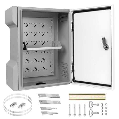 CHENGPI Edelstahl Schaltschrank Industriegehäuse,Verteilerkasten Innen Wasserdicht mit Schlos,Wandmontiert Verteilerkasten für Verdrahtung/Anschlusskasten 400x350x150MM