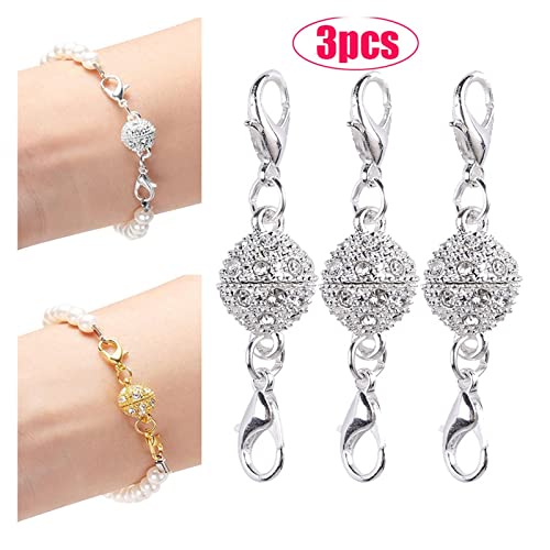 Bellay 3Pcs Crystal Clasp Buckles For Bracelet Diy Necklace Two-Head Clasps For Necklaces Bracelets Connecting 10Mm (Color : Gold-01, Size : 43Mm) #TOP1