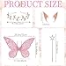 4 Pcs Butterfly Fairy Wings for Adults and Girls Fairy Wings with Butterfly Headband Elf Ears & Wand,Fairy Costume Pink