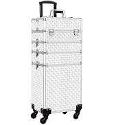 Arous Rolling Makeup Train Case Large Storage Cosmetic Trolley 4 in 1 Large Capacity Trolley Make...