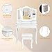 Giantex Vanity Table Set with Tri-Folding Mirror and Cushioned Stool, Makeup Dressing Table with 4 Drawers and Storage Shelf, Modern Bedroom Bathroom Makeup Table for Women Girls Gifts (White)