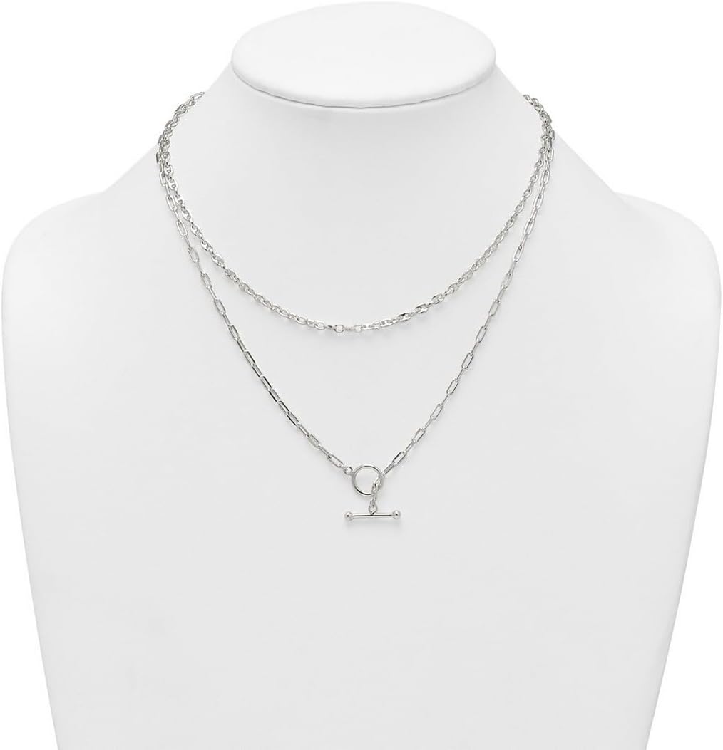 JewelryWeb 925 Sterling Silver Polished Fancy 2 Strand Chain With 2in Extension Necklace 16 Inch 11.1mm Wide Strand Necklace for Women and Men