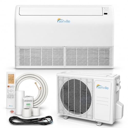 Senville 24000 BTU Floor Console Mini Split AC/Heating System, Floor/Ceiling Mounted, 16 Ft. Install Kit, 208/230V, White