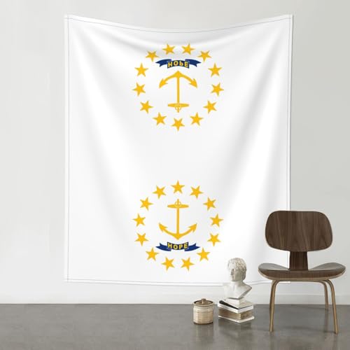 LPLSNWS Rhode Island State Flag Bedruckte Innendekoration Tapisserie, Wandbehang, geeignet für Schlafzimmer, Schlafsaal oder Picknickdecke usw.