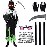 Photo Gallery hiullen costume mietitore bambino, costume morte bambino, costume da tristo mietitore con occhiali luminosi falce della morte catene guantiper halloween carnevale cosplay mascherata Photo Gallery hiullen costume mietitore bambino, costume morte bambino, costume da tristo mietitore con occhiali luminosi falce della morte catene guantiper halloween carnevale cosplay mascherata