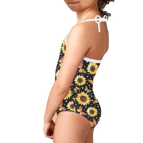 Image of One Piece Swimsuit for Girls Beach Bathing Suit Halter Straps Sports Swimwear for 1-10 Year Toddler Kids