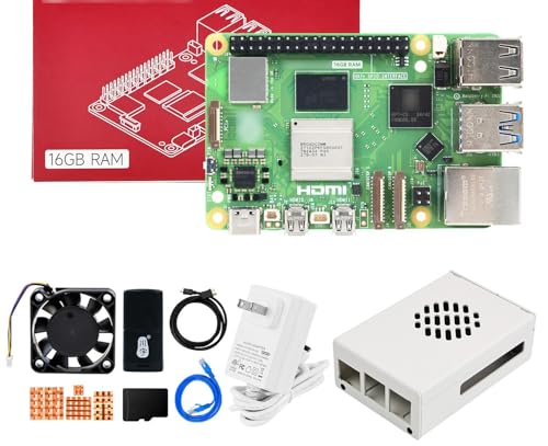 Image of Yahboom Pi 5 16GB Starter Kit with 27W 5.1V /5A Power Adapter Including Development Board, Metal Case and Active Cooler Provide Openclaw Deployment