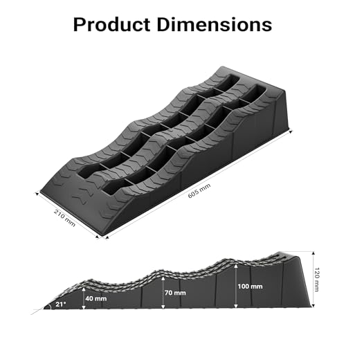 XPOtool Levelling Ramp Set 2 pcs 3 Heights 40/70/100mm max. 3.5t with Storage Bag and T-Shaped Level