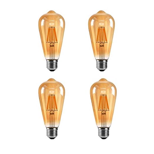 Baijiaye 4-pack Edison glödlampa lampa ST64, E27 bas, 8 W (80 W motsvarande) 2700 K glödlampa, vintage ljus antik stil glödlampa klassisk ekorre bur filament dimbar lampa [energiklass A+]