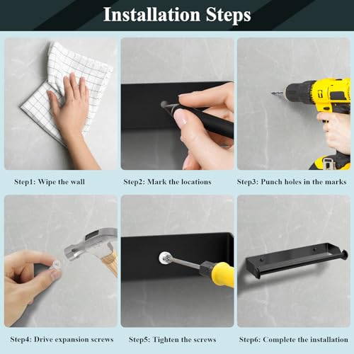 28CM Portarrollos Papel Cocina en Acero Inoxidable, Soporte Rollo Papel Cocina, Porta Rollos de Papel Cocina, Colgador Papel Cocina - Negro - imagen 4