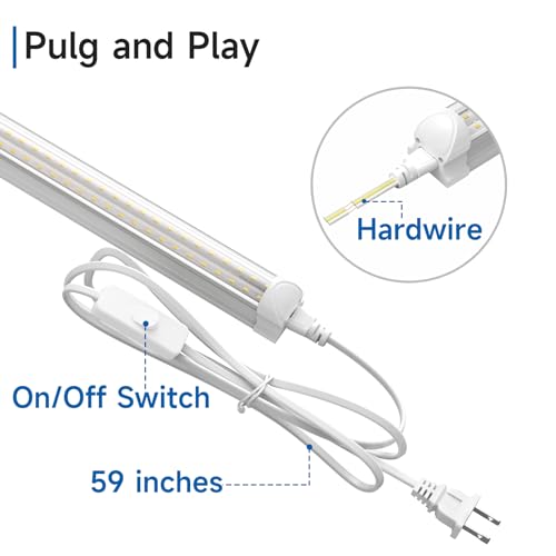 Image of SHINESTAR 4FT Led Shop Lights, 40W 5000LM 5000K LED Shop Light Super Bright 75% Energy-Saving Linkable T8 Light Tube Integrated Fixture for Workshop Garage Basement, 4 Pack