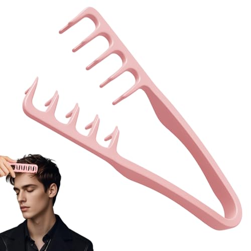 VRYNDH 1PC Pettine volumizzante capelli Rosa,pettine texture,definisce e districa senza sforzo,pettine con denti larghi per dare più volume e morbidezza