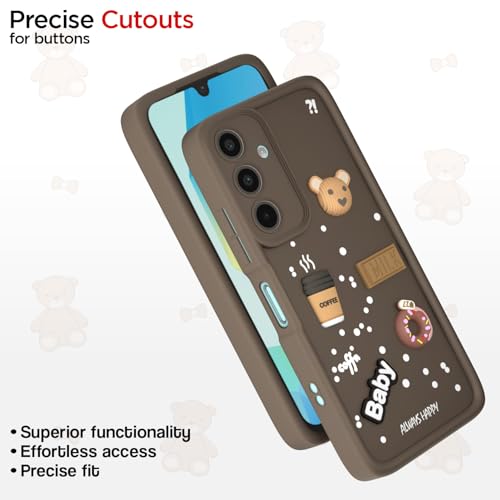 Image of Amazon Basic Back Cover for Samsung Galaxy A16 5G | Cute Fun Cartoon 3D Bear Silicone Full Body Protection Bumper Cover (Brown)