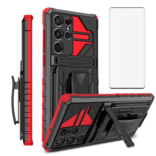 Coque Samsung S22 Ultra 5G avec clip ceinture et protection écran intégrée