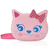 Ava & Kings Girl Faux Leather Purse Shoulder Handbag Bag for Kids Pink Kitty Cat