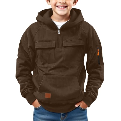 Hoodies for Boys Casual Quarter Zip Pullover Tractical Long Sleeve Outdoor Athletic Youth Sweathshirt Sport Outfits