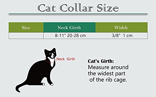 CHUKCHI Pink Soft Velvet Safe Cat Adjustable Collar with Crystal Heart Charm and Bells 8-11 Inches (Red) CHUKCHI Pink Soft Velvet Safe Cat Adjustable Collar with Crystal Heart Charm and Bells 8-11 Inches (Red)