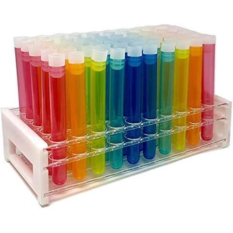 16x125mm Assorted Color Plastic Test Tube Set with Caps and Rack, Karter Scientific (Pack of 50) Cover