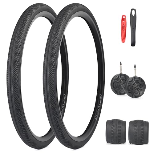FOMAS 700x40C Bike Tire Anti-Slip Foldable Replacement All Terrain Tire 2 Pack with Levers for Road Bike (Black 2 Pack with Inner Tube 700 x 40 C)