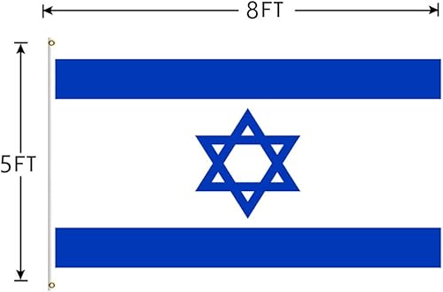 Miniatura 2 de Bandera de Israel de 5 x 8 pies, colores vivos, doble costura de poliéster, banderas nacionales israelíes con 2 ojales de latón. (Israel 5 x 8)