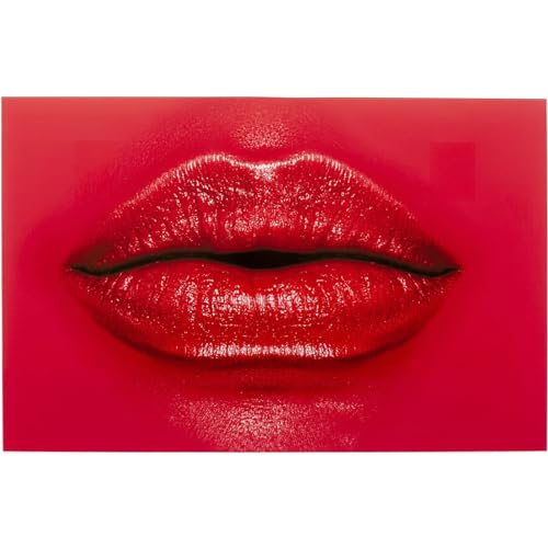 Kare WTD - Cuadro de pared (vidrio templado de 4 mm, diseño moderno, 120 x 80 cm), diseño de labios rojos, color rojo