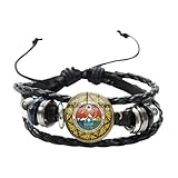  Bracciale classico martello falce URSS Distintivi sovietici CCCP Russia Emblema simbolo comunismo braccialetti tessuti a mano per uomini e donne, 20mm, Vetro