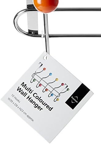 Premier Housewares Over Door Hooks Multi Color Plastic Over The Door Hanger / Hangers For Bedroom 10 Chrome Finish Hook Back Of The Door Coat Hanger 40 x 12.5 x 17.5
