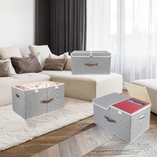 Image of Storage Box for Clothes with lid, wardrobe organiser for clothes, innerwear, clothes organiser, foldable storage box for almirah,cupboards,books (37 Ltr, Set of 2)
