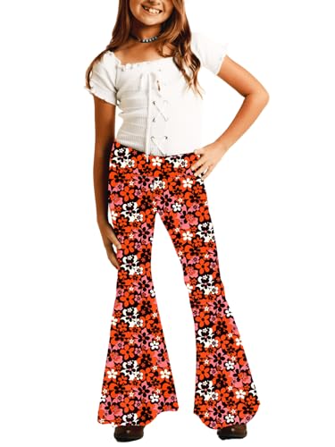 Image of Deerose Girls Halloween Hippie Bell Bottom Pants High Waist Flare Pants 5-14 Years