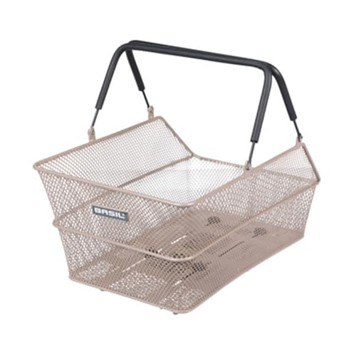 Basil Cento MIK Fahrradkorb – abschließbares MIK-System inkl. - Wetterfest - Robust - 21 Liter Volumen, ideal für den Gepäckträger und tägliche Nutzung - Metallfarbig