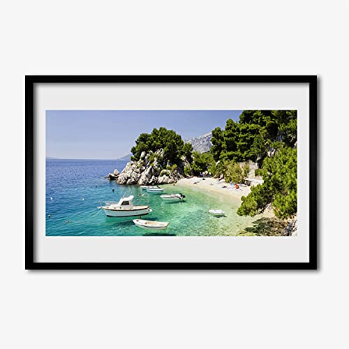 Image cadre en MDF Tulup affiche encadrée 60x40 cm photo murale bateaux de mer paysage maritime
