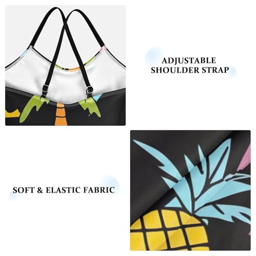 CHIFIGNO Tropical Fruits Black Little Girl Bathing Suit Quick Dry Crossback One Piece Swimsuit 3T3