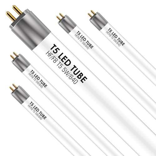 IHYCTV F8T5/CW T5 5W 12 inch 840 Cool White Equivalent 8W F8T5 Fluorescent LED Replacement 4000K 685lm G5 Mini Bi-Pin Base Plug & Play Undercounter Fuorescent Bulbs Pack of 5