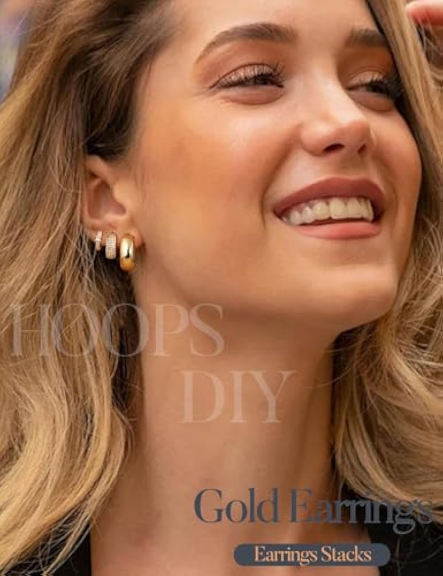 3 Pairs Women's Gold & Silver Hoop Earrings Set, Hypoallergenic