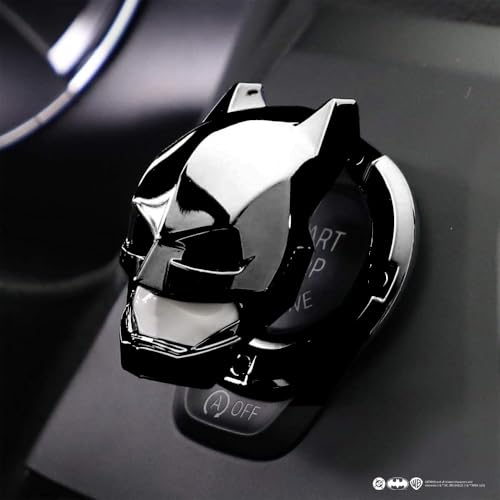 Image of Involve DC Batman Engine Start Push Button Cover - Metallic Black | Universal Ignition Protective Cover | Anti-Scratch Decorative Ring | Official DC Licensed Merchandise | Batman car Accessories